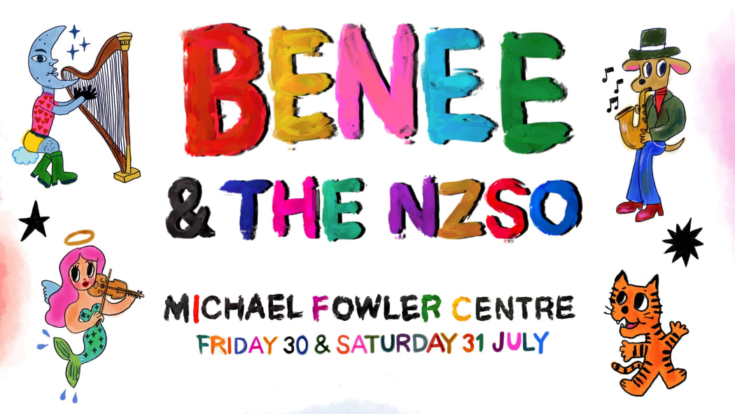 Graphic advertising: Benee and the NZSO Michael Fowler Centre, Friday 30 and Saturday 31 July (2021)
