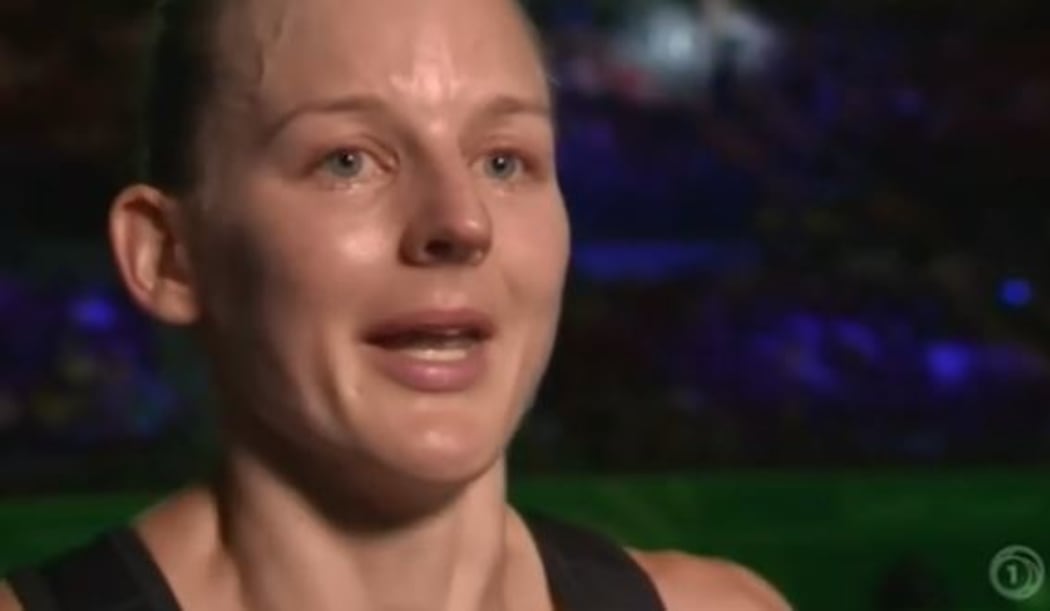 Silver Ferns skipper Katrina Grant broke down in tears when being interviewed by TVNZ reporter Jenny-May Clarkson.