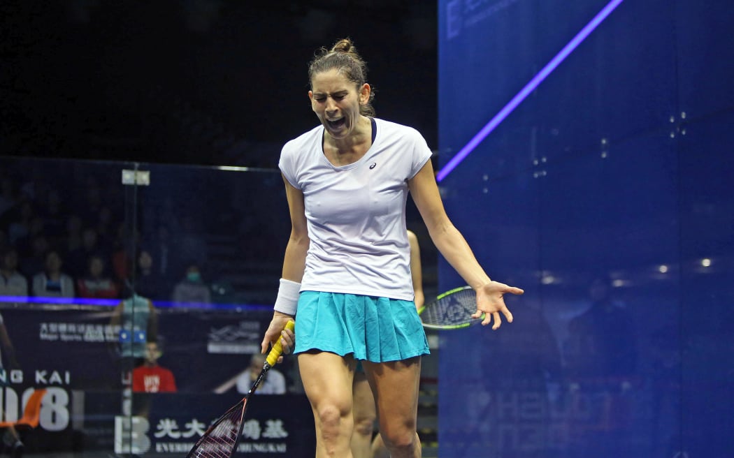 Joelle King celebrating win