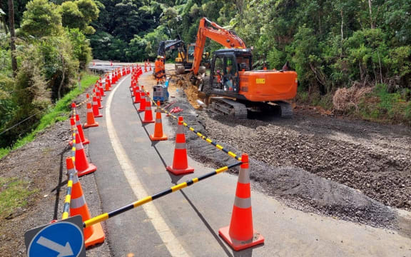 Drainage work being undertaken on the Mangamuka Gorge SH1 route.