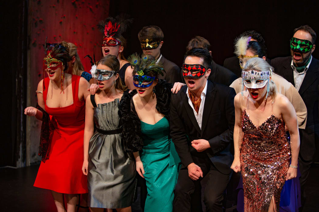The chorus of Eternity Opera's Rigoletto