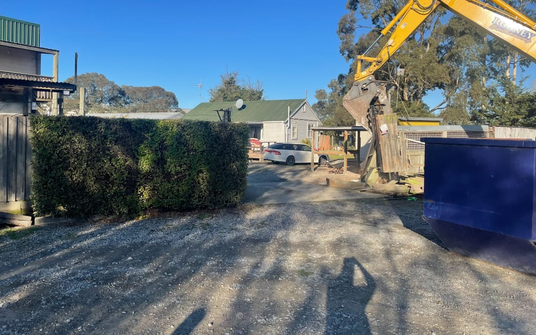 A gang house being demolished by Timaru District Council, immediately after it bought the property in Meadows Road, Washdyke.