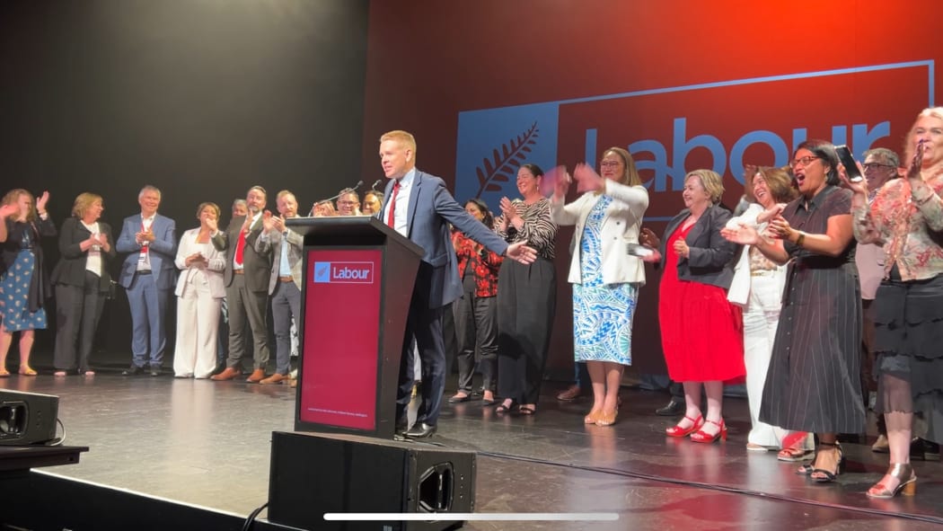 Chris Hipkins speaks to the Labour Party conference on 1 December, 2024.
