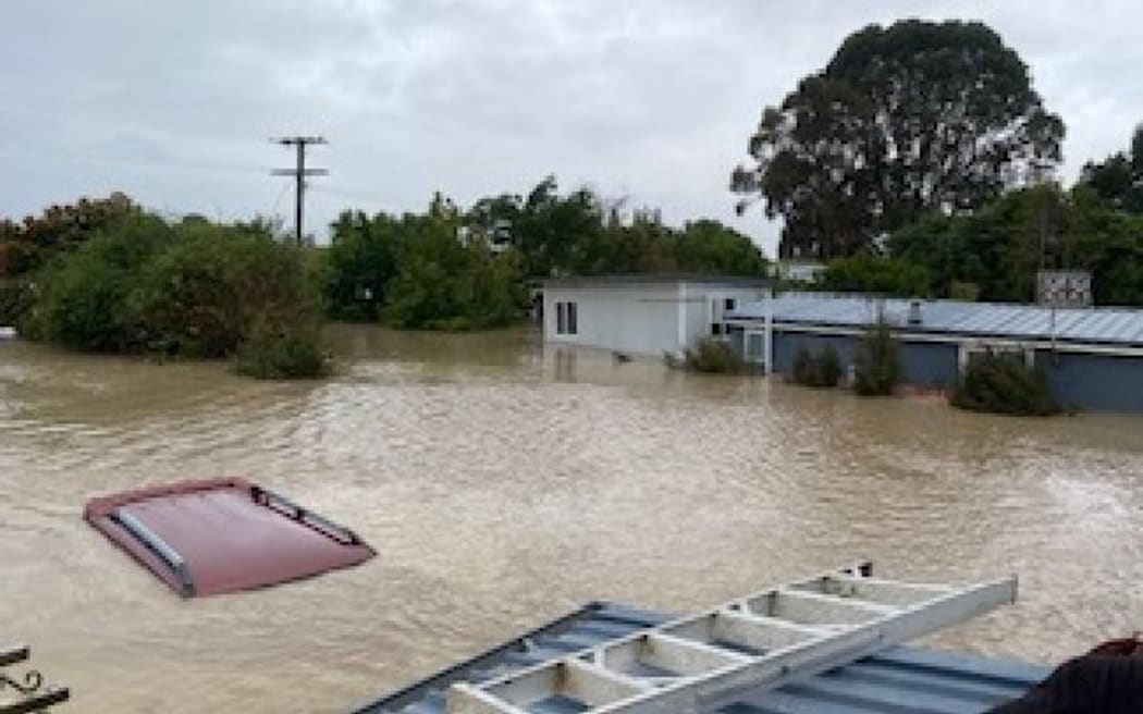Mike and Sue Brown's Pakowhai home after the cyclone.