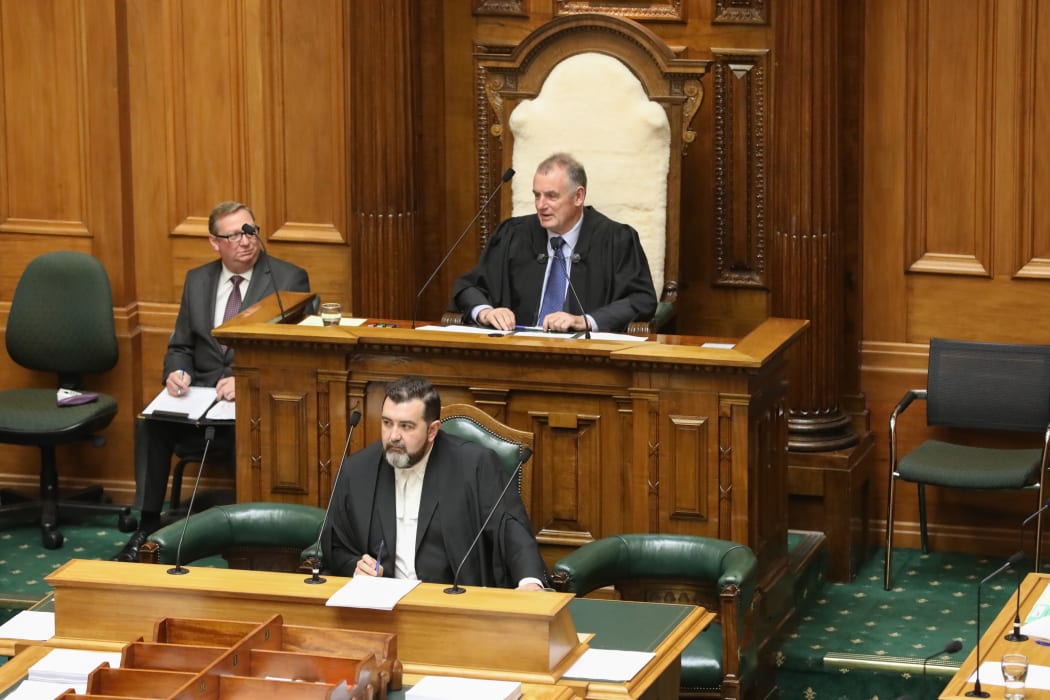 The Speaker Trevor Mallard and the Clerk David Wilson at their posts for Orals Questions