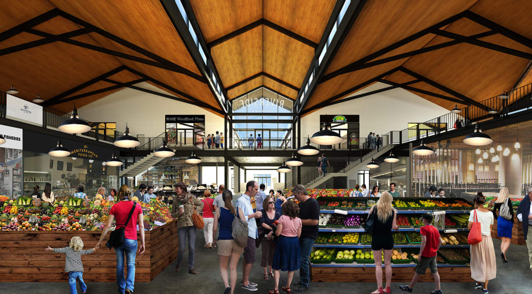 Artists' impressions of the Riverside Market complex.