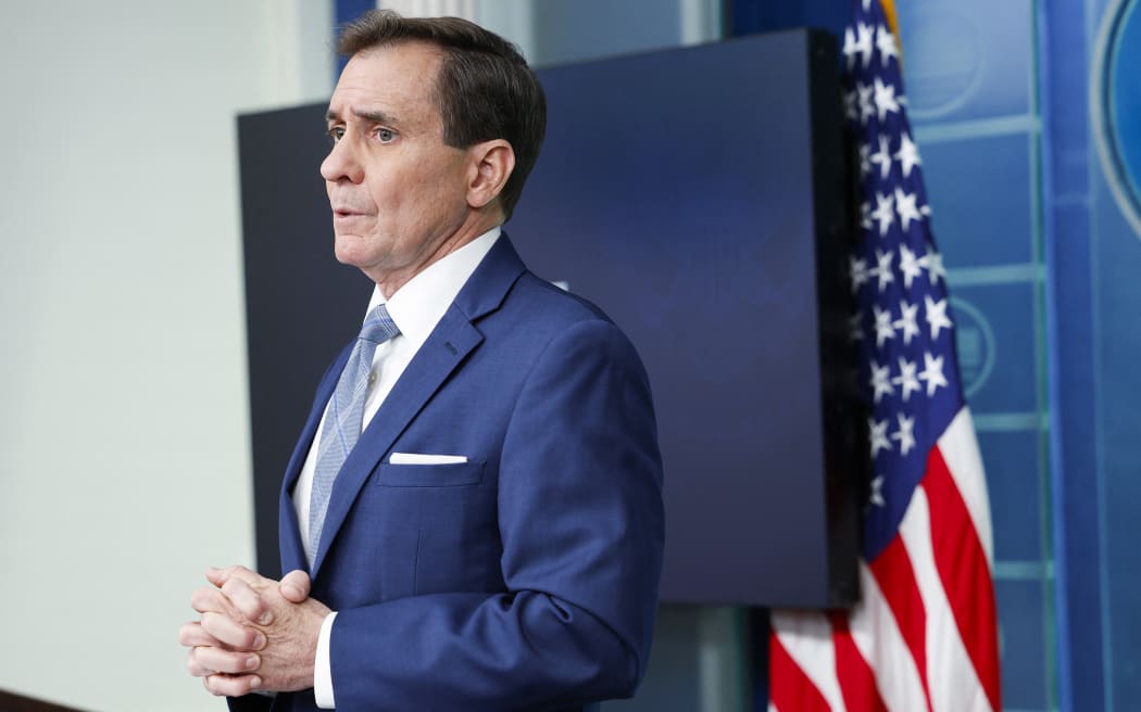 WASHINGTON, DC - JANUARY 04: National Security Council Coordinator for Strategic Communications John Kirby speaks during a news briefing at the White House on January 04, 2024 in Washington, DC. During the briefing Kirby spoke about the U.S. government's belief that Russia was supplied with North Korean ballistic missiles that were used to strike Ukraine.   Anna Moneymaker/Getty Images/AFP (Photo by Anna Moneymaker / GETTY IMAGES NORTH AMERICA / Getty Images via AFP)