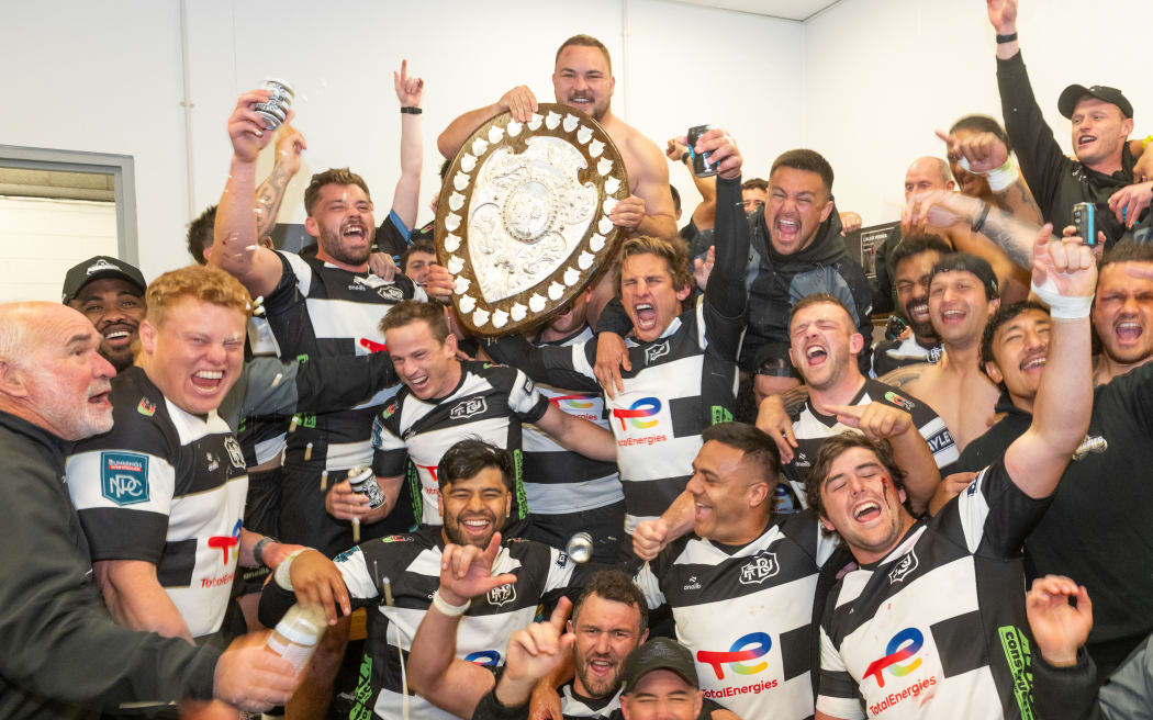 Hawkes Bay With Shield. Wellington Lions v Hawkes Bay, Bunnings NPC rugby union match at Sky Stadium, Wellington, New Zealand on Saturday 30 September 2023. Mandatory credit: Elias Rodriguez / www.photosport.nz