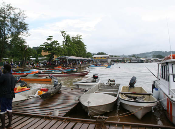 The waterfront and wharves at Gizo, Solomon Islands