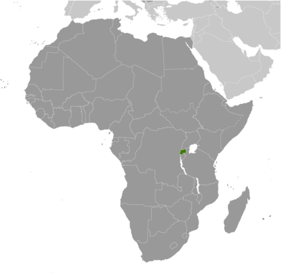 Map of Africa showing Rwanda.