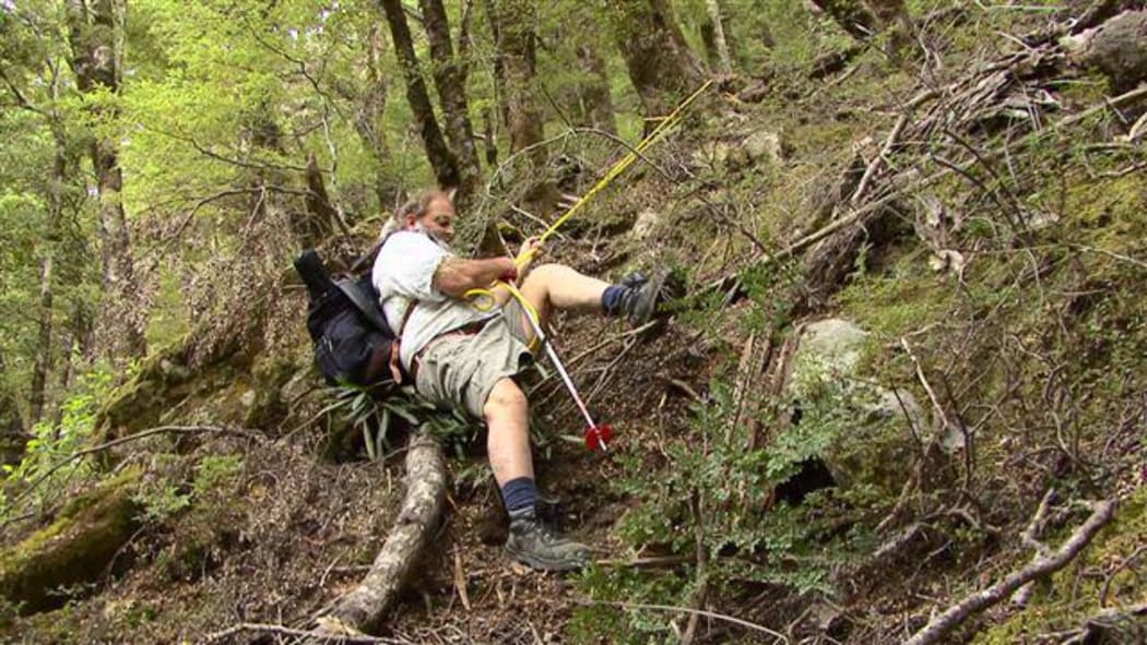 Bobby Reeve traversing an area of the Hopkins Valley in search for the Dragonfly.