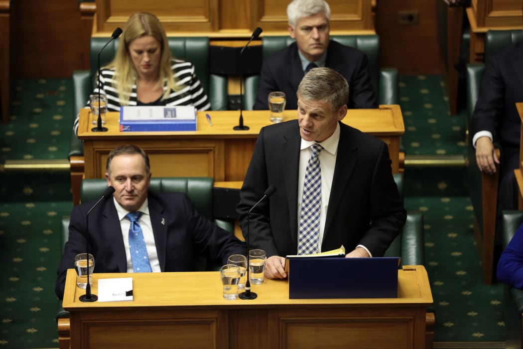 Bill English delivering his budget to Parliament.