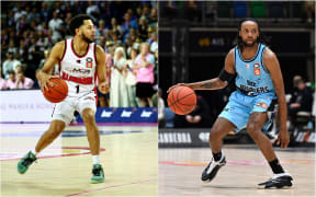Illawarra Hawks Tyler Harvey and NZ Breakers Parker Jackson-Cartwright