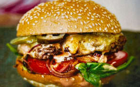 Caramelised Onion & Cheddar burgers