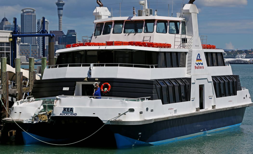 The crashed ferry at Devonport Wharf.