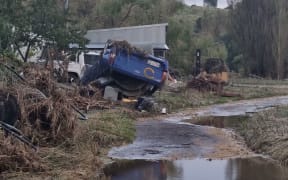 Flooding in Esk Valley on 17 February 2023 in the aftermath of Cyclone Gabrielle.