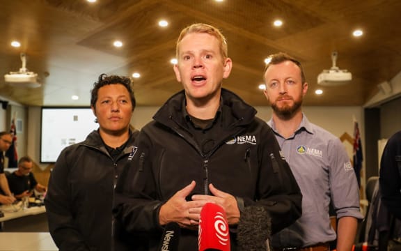 Prime Minister Chris Hipkins, East Coast MP Kiri Allan, Emergency Management Minister Kieran McAnulty.