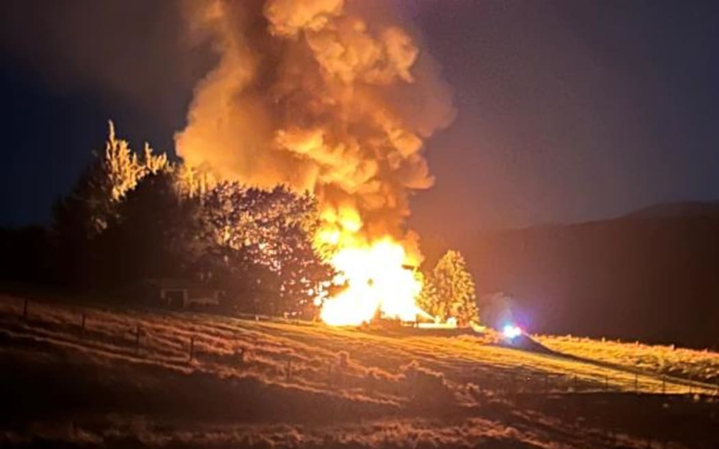 Damage from a fire in Waikaia, February 2024.