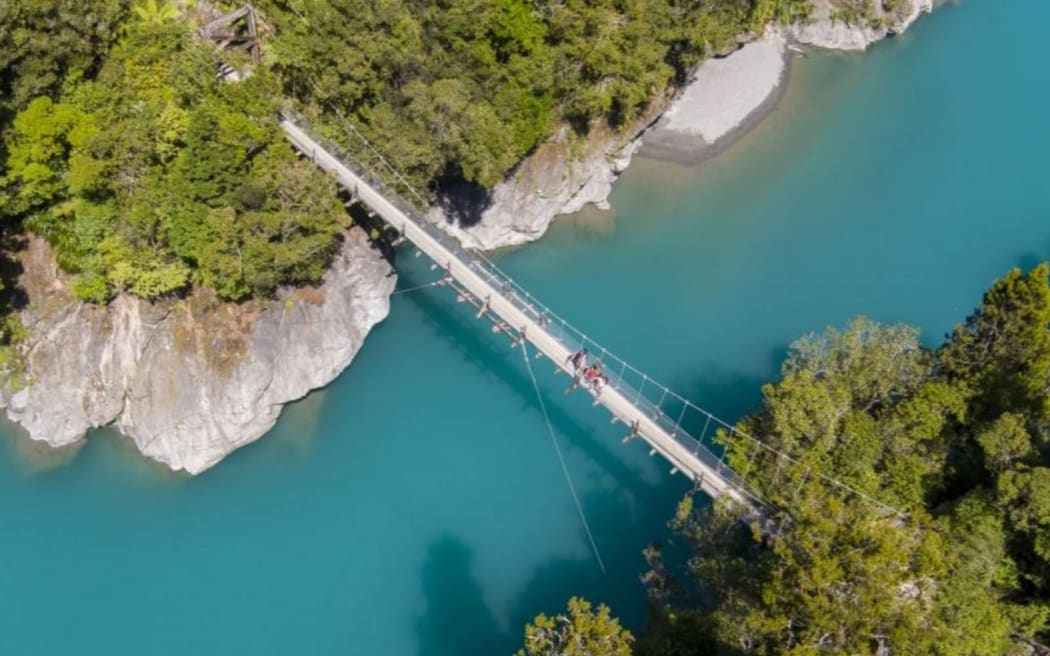 The 90-year-old Hokitika Gorge swing bridge is now closed, but the surrounding site remains open.