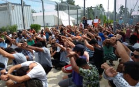 Protest in Mike compound, Manus Island detention centre, 22-8-17