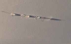 Leaky ceiling in Alex Holland's flat.