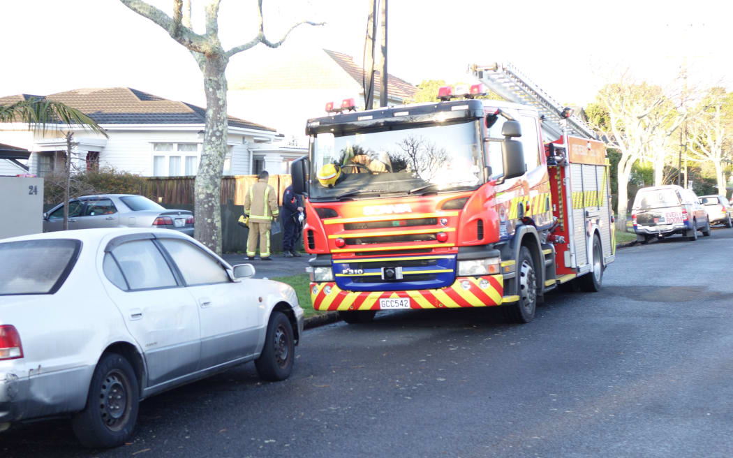 The fire service at the scene.