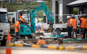 Wellington Water repair crew fix a burst pipe