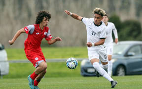 Gabriel Sloane-Rodrigues, right, playing for New Zealand U-17 against New Caledonia in 2003.
