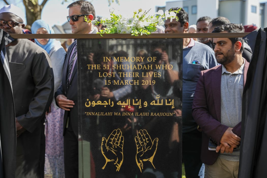Members of the public and Muslims gather for the memorial plaque unveiling on 24 September, 2020.
