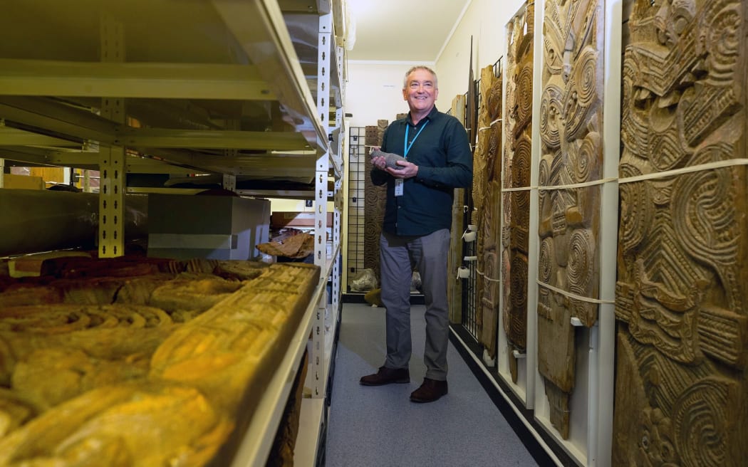 Tauranga museum director Greg McManus in the Tauranga Heritage Collection taonga store.