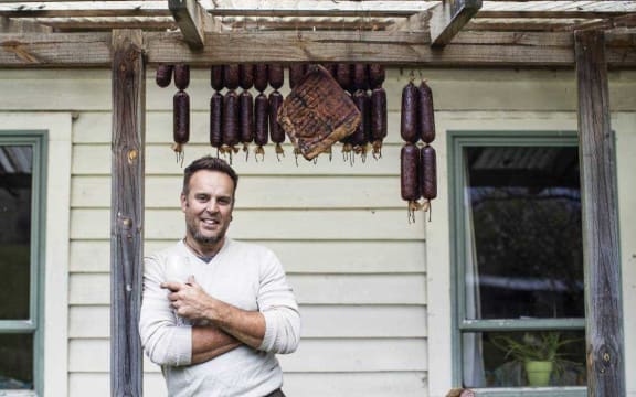 Sausage maker and charcutier Miles Drewery runs The Sausage Press from his property near Nelson