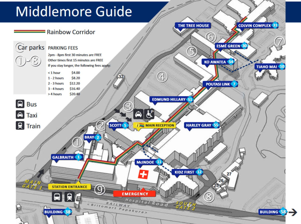 A diagram shows the layout of Middlemore Hospital.