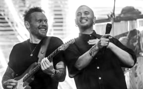 L.A.B. frontman Joel Shadbolt and Stan Walker onstage.