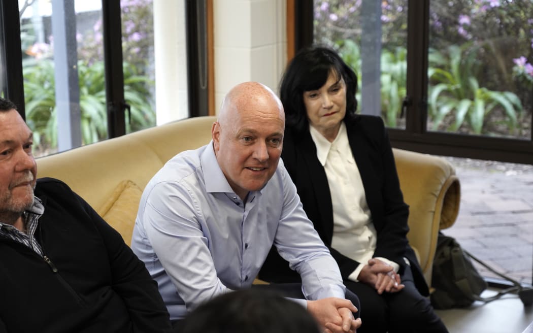 National Party leader Christopher Luxon at North Shore Budgeting Service on 18 September, 2023.