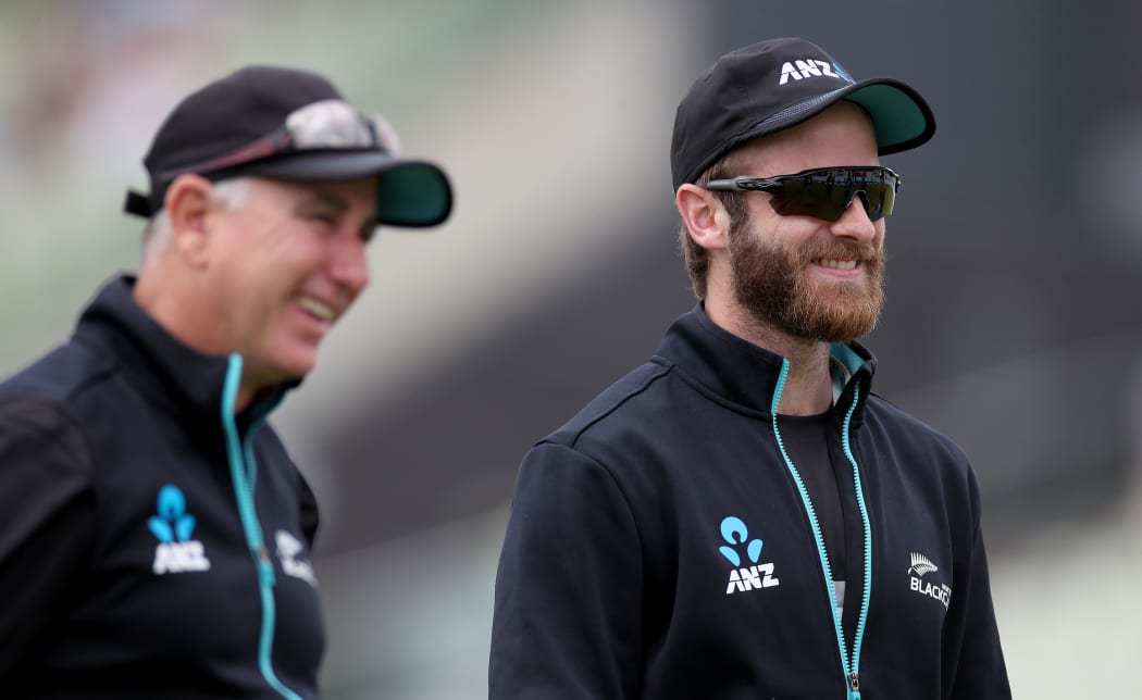 Kane Williamson (right) and coach Gary Stead
New Zealand BlackCaps v England, Day 1 of the 2nd Test at Birmingham, England on Thursday 10th June 2021.
New Zealand in England Cricket Test Series 2021.
Copyright photo: Matthew Impey / www.photosport.nz