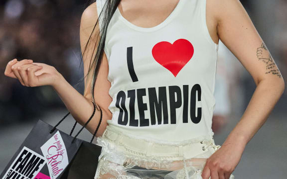 A model walks the runway at the Namilia show during Berlin Fashion Week SS25 at The Tunnel on July 03, 2024 in Berlin, Germany.
