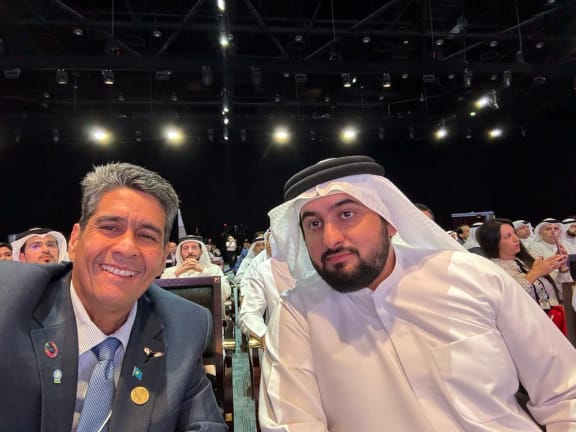 President Surangel S. Whipps, Jr. at the World Green Economy Summit in Dubai with Minister of Finance of the United Arab Emirates.