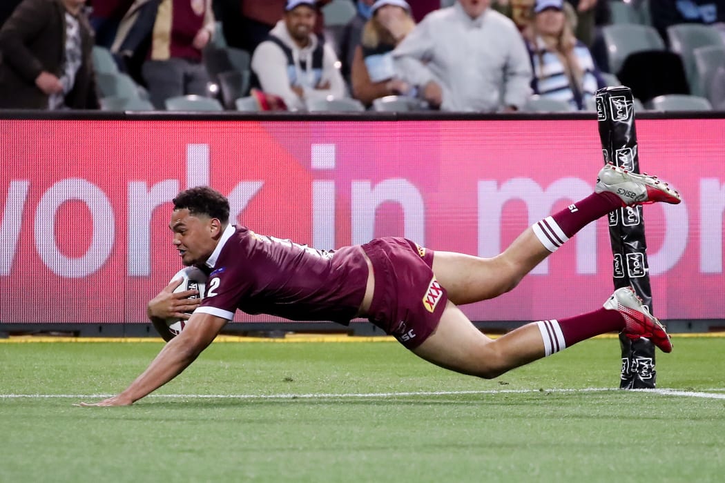 Xavier Coates scored a try on his State of Origin debut for Queensland.