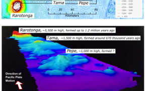 he new bathymetric data of the volcanic chain southeast of Rarotonga. SBMA/25032413