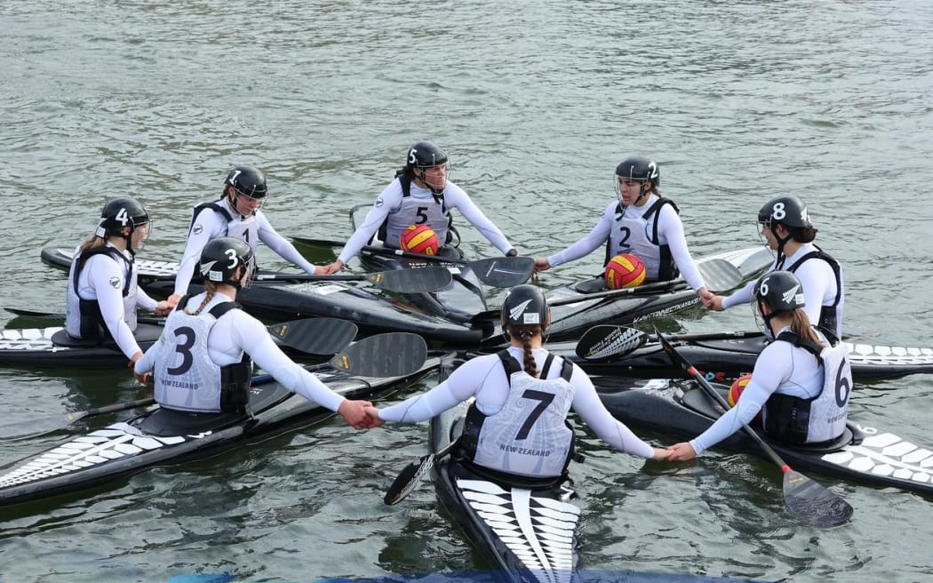 The NZ Paddle Ferns before the world championship final against Italy.