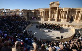 A concert by the symphony orchestra of the St. Petersburg Mariinsky Theater conducted by People's Artist of Russia Valery Gergiev at the Roman amphitheater of Palmyra, Syria liberated from the Islamic State terrorists.