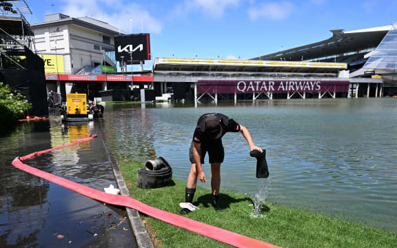 Flooded grounds after the rain storm at Eden Park's Outer Oval, Auckland, New Zealand on Wednesday 1 February 2023. Mandatory credit: Andrew Cornaga / www.photosport.nz