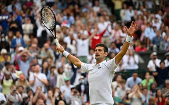 Novak Djokovic at Wimbledon 2021.