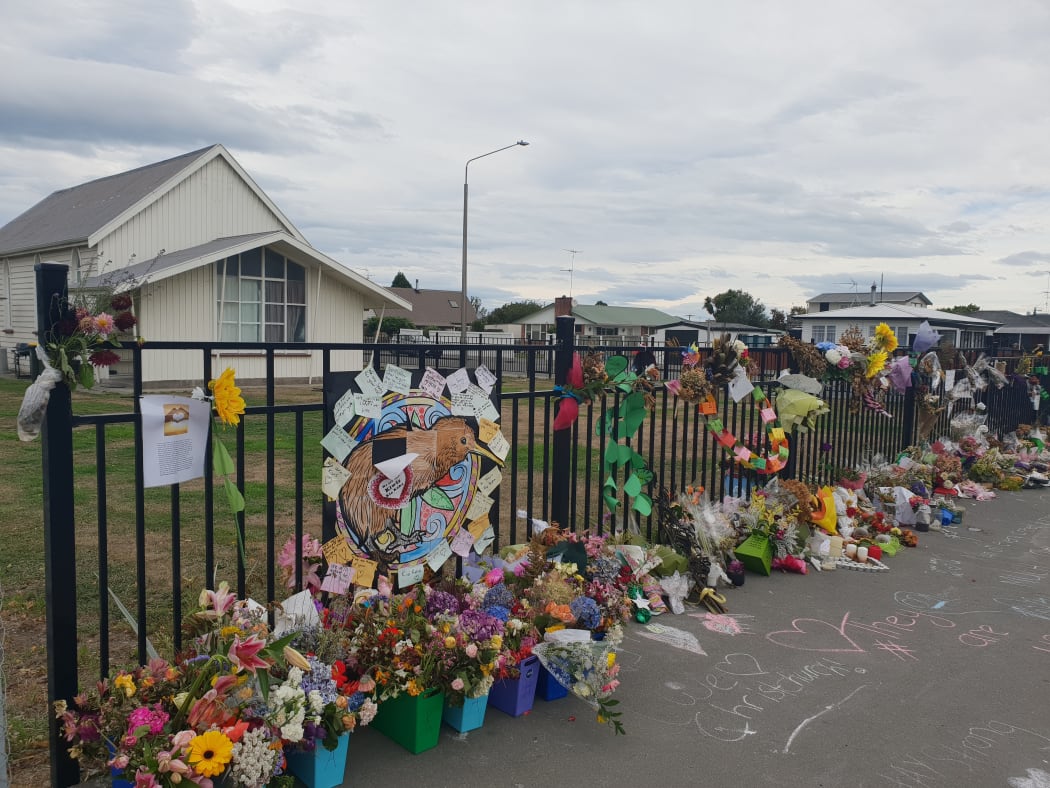 Tributes outside the Ashburton Masjid.