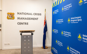 The media briefing room inside the Beehive Bunker, properly known as the National Crisis Management Centre, from where national emergency responses are co-ordinated.