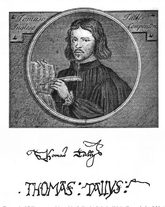 Thomas Tallis, Engraving by Niccolò Haym after a portrait by Gerard van der Gucht