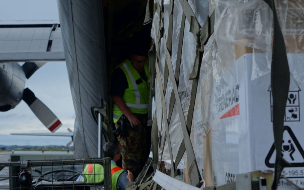 Aid relief on a RNZAF Hercules C-130 bound for Vanuatu.