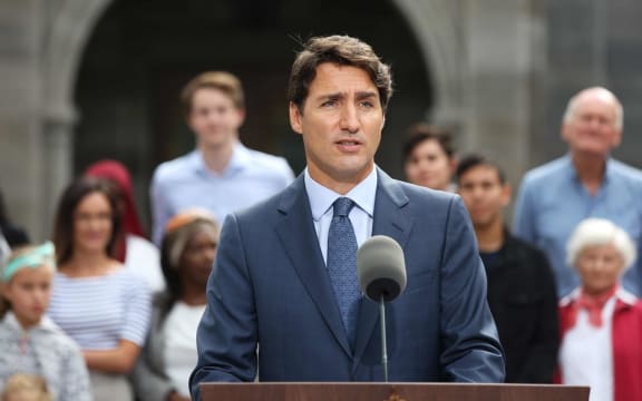 Canada's Prime Minister Justin Trudeau speaks during a news conference at Rideau Hall in Ottawa.