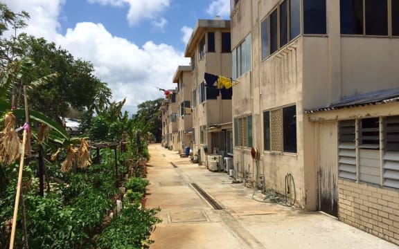 But other parts are much more Asian looking. Gardens on the left for the apartments on the right.