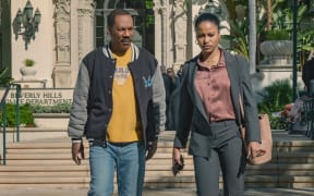 Still from the 2024 Netflix feature film Beverly Hills Cop: Axel F featuring Eddie Murphy and Taylour Paige